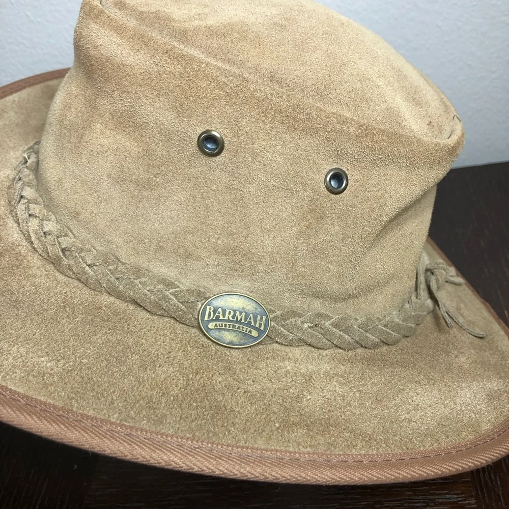 Barmah 1061HI Foldaway 50+UPF Suede Tan Unisex Hat Hiking Beach Festival M 7 1/8